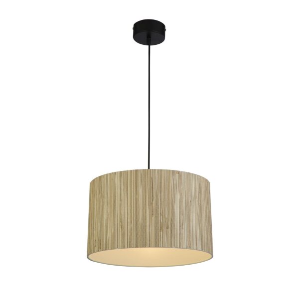 Suspension ronde bois métal E27 L:35 cm naturel