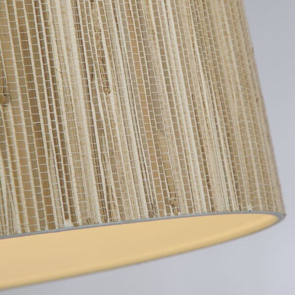Suspension ronde bois métal E27 L:35 cm naturel