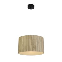 Suspension ronde bois métal E27 L:35 cm naturel