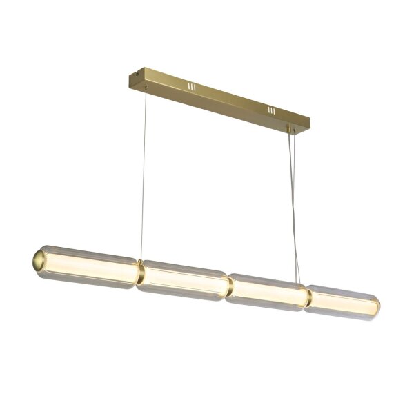 Longue lampe LED suspendue verre métal 109 cm blanc chaud