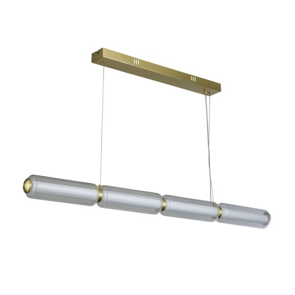 Longue lampe LED suspendue verre métal 109 cm blanc chaud