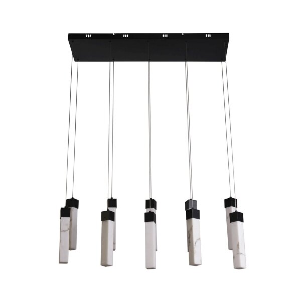 Suspension LED acier résine 1012 lm en marbre noir