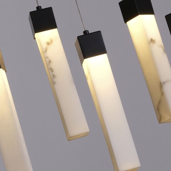 Suspension LED acier résine 1012 lm en marbre noir
