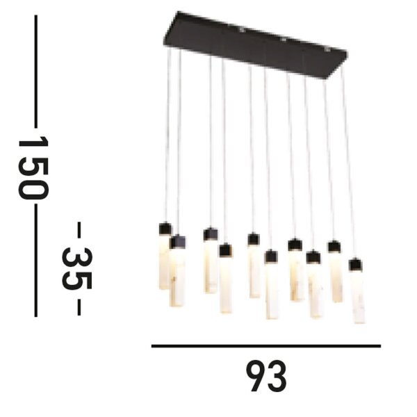Suspension LED acier résine 1012 lm en marbre noir
