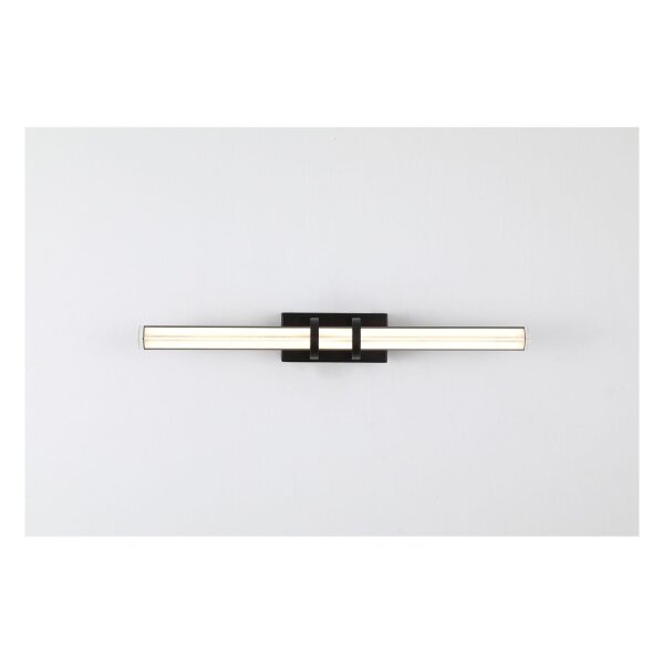Lampe LED pour miroir Métal Verre Noir IP44 L:46,5 cm