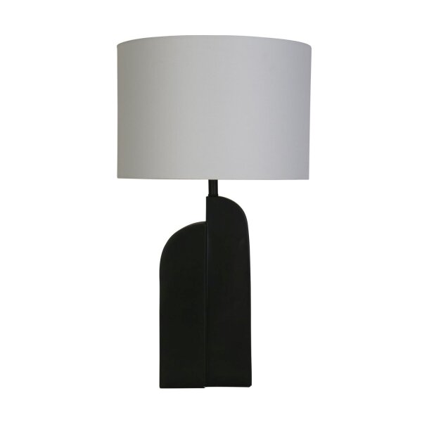 Lampe de table noire métal tissu blanc 65 cm E27