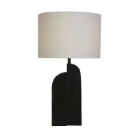 Lampe de table noire métal tissu blanc 65 cm E27