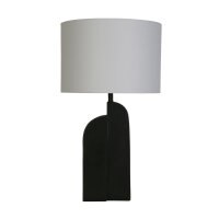 Lampe de table noire métal tissu blanc 65 cm E27