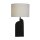 Lampe de table noire métal tissu blanc 65 cm E27