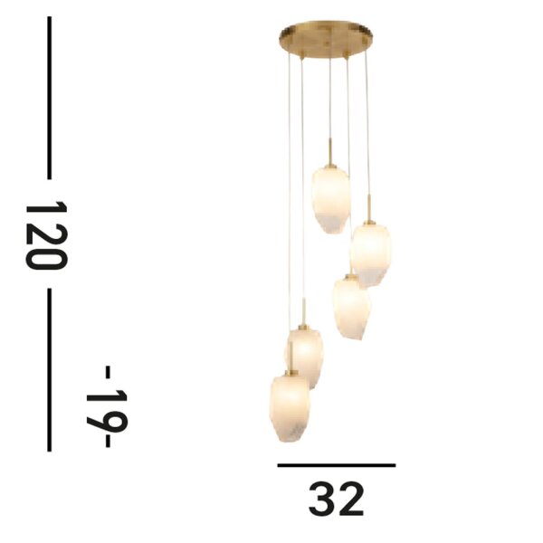 Suspension ronde verre métal Ø32 cm en laiton blanc