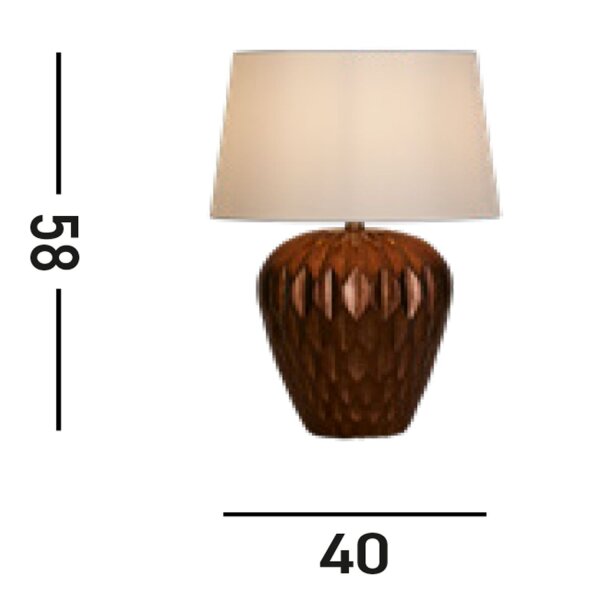 Lampe de table en bronze tissu résine E27 57,9 cm faible éblouissement