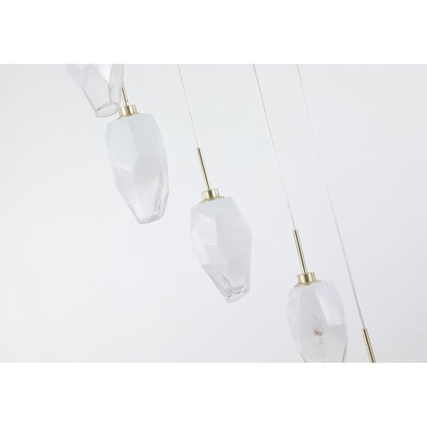 Lampe à suspendre ronde verre métal 8 flammes en laiton blanc