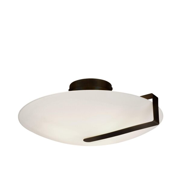 Lampe de plafonnier verre métal E27 Ø40,5 cm rond noir blanc