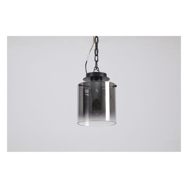 Lampe de plafonnier verre métal noir gris fumé L:22 cm