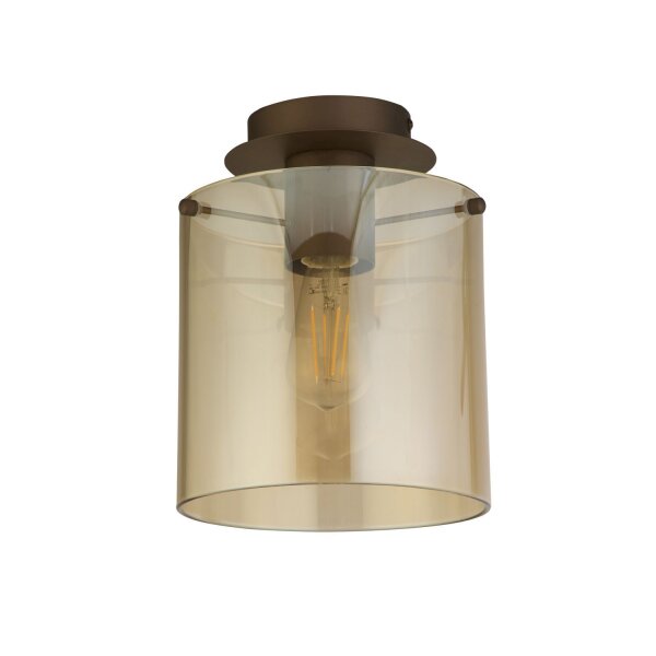 Plafonnier verre métal en moka ambre L:22 cm