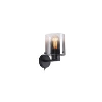 Applique m&eacute;tal verre fum&eacute; E27 H:24 cm avec...