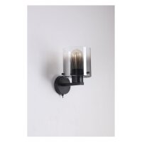Applique métal verre fumé E27 H:24 cm avec...