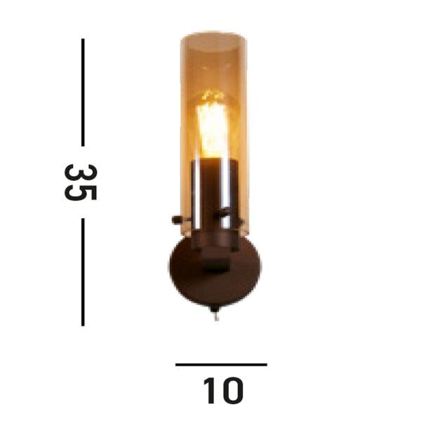 Applique avec interrupteur métal verre E27 moka ambre