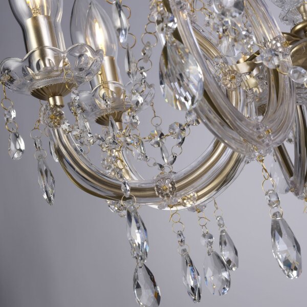 Lustre extérieur métal verre IP65 8 flammes L:60 cm