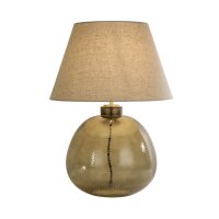 Lampe de chevet Socle en verre Abat-jour en tissu E27...