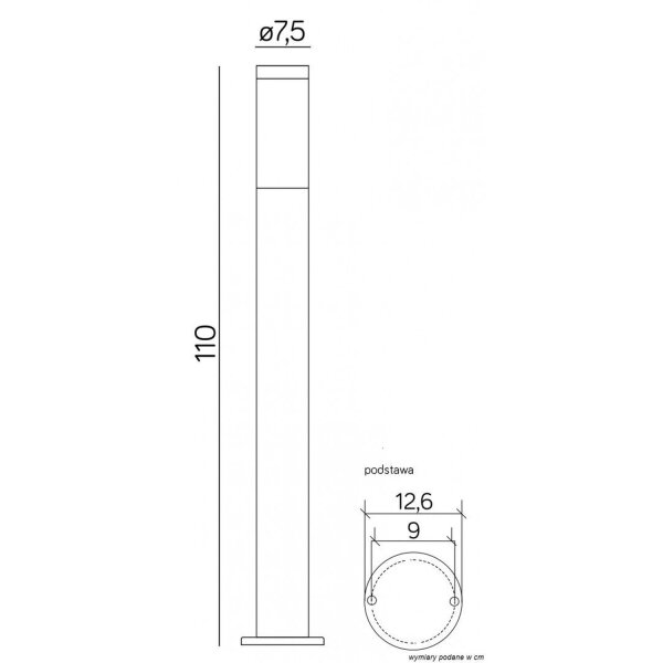 Borne déclairage en acier inoxydable 110 cm IP44 résistant aux intempéries