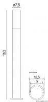 Lampe dallée en acier inoxydable 110 cm IP44...