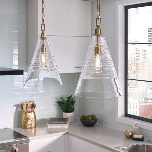 Suspension Abat-jour en verre D : 29,5 cm E27 Réglable en hauteur