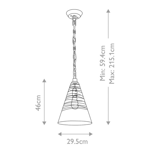 Suspension Abat-jour en verre D : 29,5 cm E27 Réglable en hauteur
