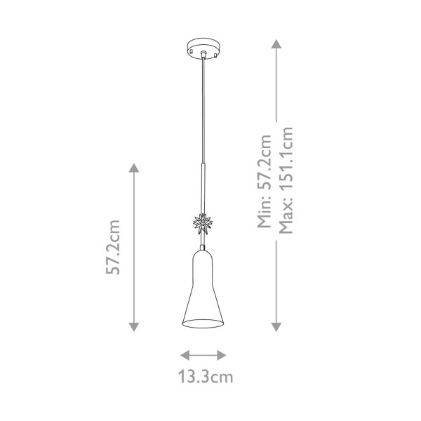 Suspension noir or largeur 13,3 cm H : max. 151,1 cm E27