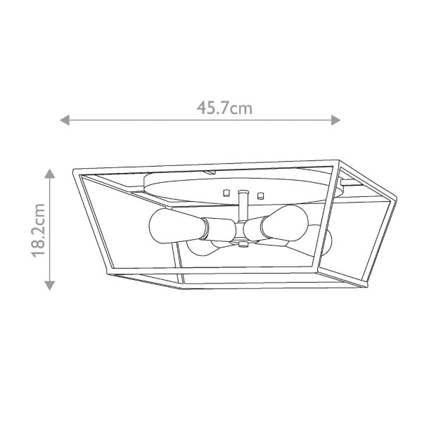 Lampe de plafonnier en métal L : 45,7 cm en laiton bronze E27
