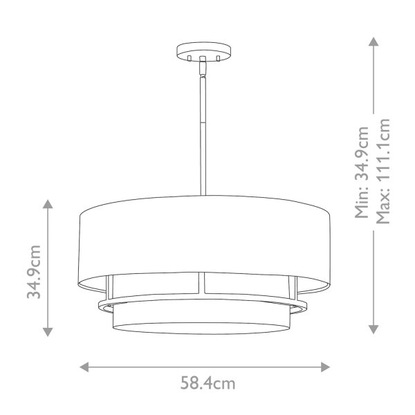 Plafonnier Abat-jour en tissu E14 Ø 58,4 cm 4x rond Blanc Nickel