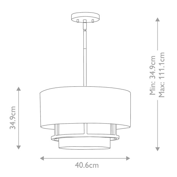 Lampe de plafonnier Tissu Métal Ø 40,6 cm Blanc Noir 3x E14