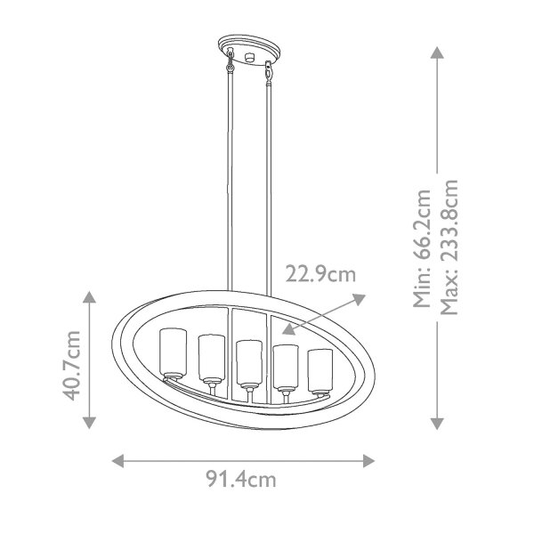 Lampe à suspendre métal verre pluie 5x E14 L : 91,4 cm Vintage