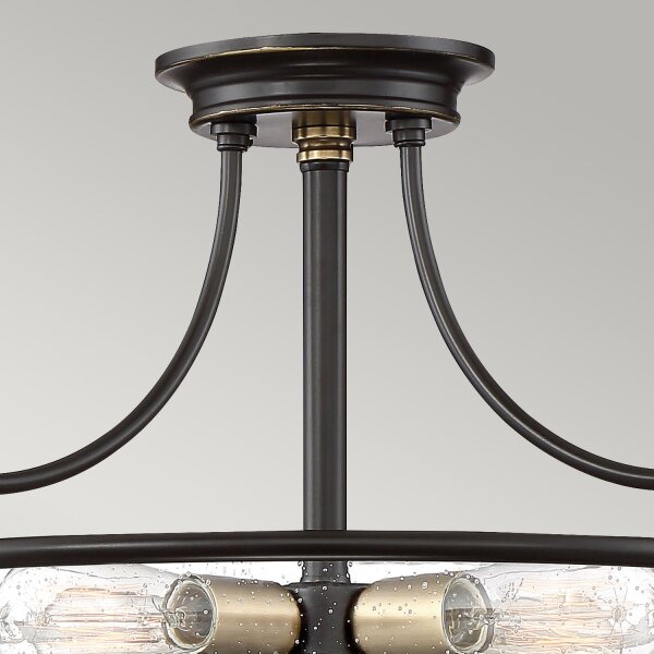 Lampe de plafonnier métal verre rond D : 42,2 cm E27 3-flamme