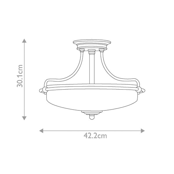 Lampe de plafonnier métal verre rond D : 42,2 cm E27 3-flamme