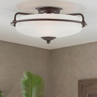 Lampe de plafonnier ronde D : 42,2 cm 3x E277 en bronze...