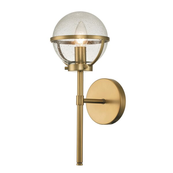 Lampe de salle de bain murale métal verre IP44 H : 40,3 cm en laiton antique