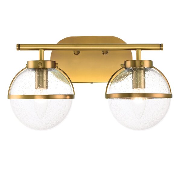 Lampe de salle de bain miroir métal verre L : 38,1 cm IP44 en laiton antique