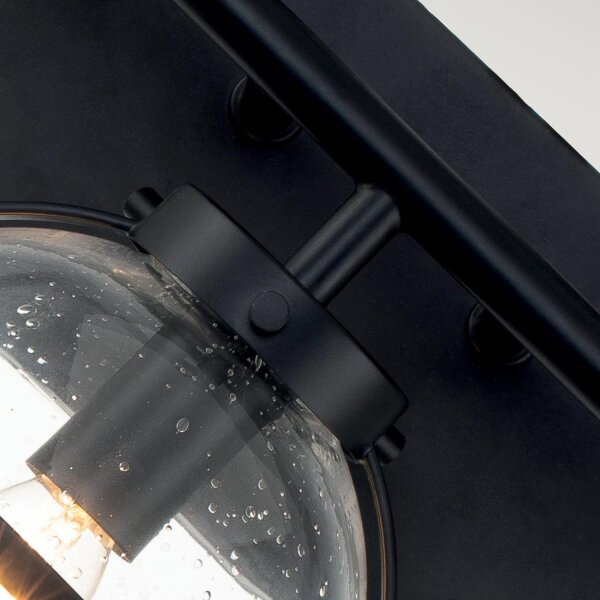 Lampe de salle de bain noire métal verre 60,6 cm de large IP44 mur