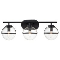 Lampe de salle de bain noire métal verre 60,6 cm...