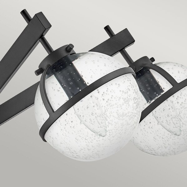 Lampe de plafonnier salle de bain IP44 81,3 cm de large E14 noir métal verre