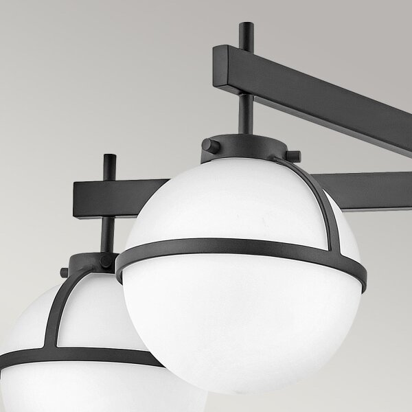 Plafonnier de salle de bain noir blanc IP44 large 81,3 cm métal verre