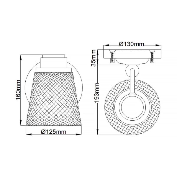 Lampe de salle de bain murale avec LED G9 IP44 hauteur 16 cm métal verre