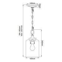 Lampe à suspendre métal verre D : 16,5 cm...