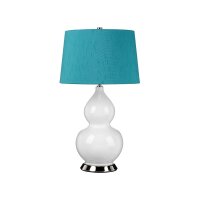 Lampe de table tissu c&eacute;ramique 64 cm E27 blanc...