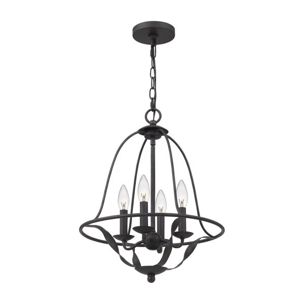 Lustre Landhaus Rustikal Ø 40,5 cm Shabby Grau 4x E14
