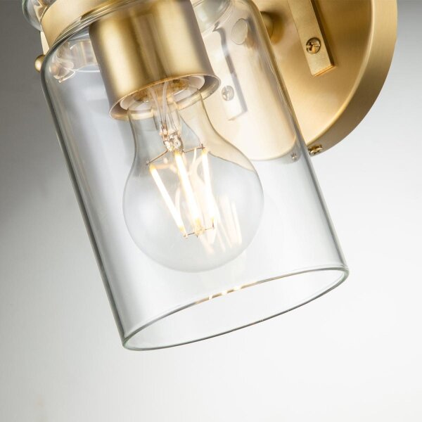 Applique Métal Verre H : 29,2 cm en laiton brossé E27