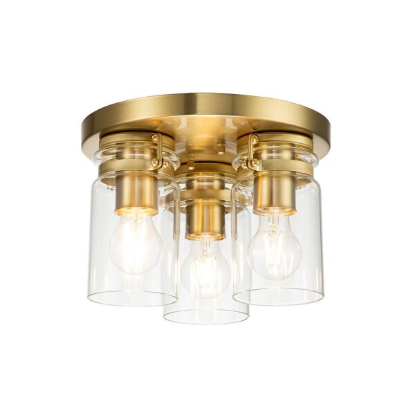 Lampe de plafonnier métal verre L : 28,2 cm en laiton brossé E27
