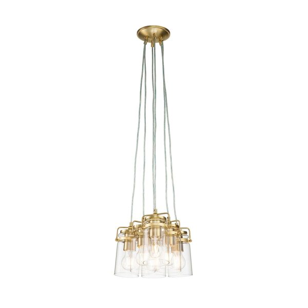 Suspension métal verre 6x E27 en laiton ajustable