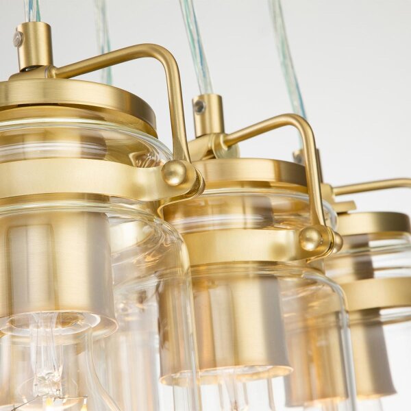 Suspension métal verre 6x E27 en laiton ajustable